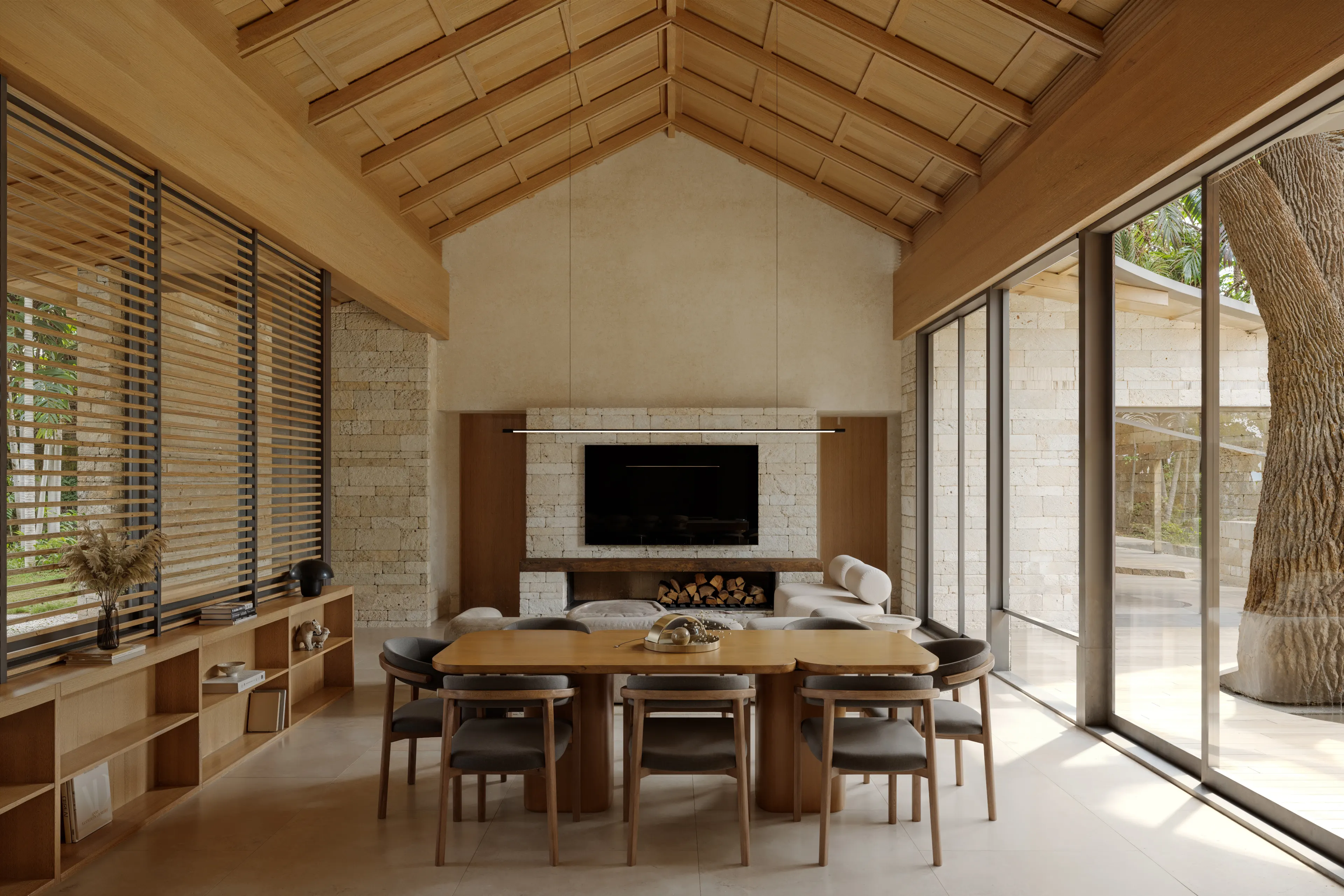Moving through, the living space